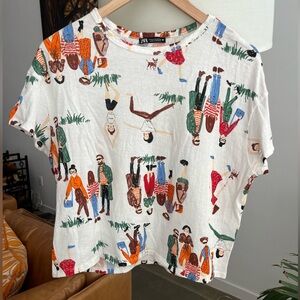Zara Join Life Illustrated Short Sleeve Top